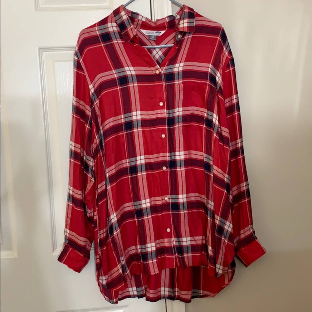 Cute Flowy Old Navy Red Plaid Cowgirl Top